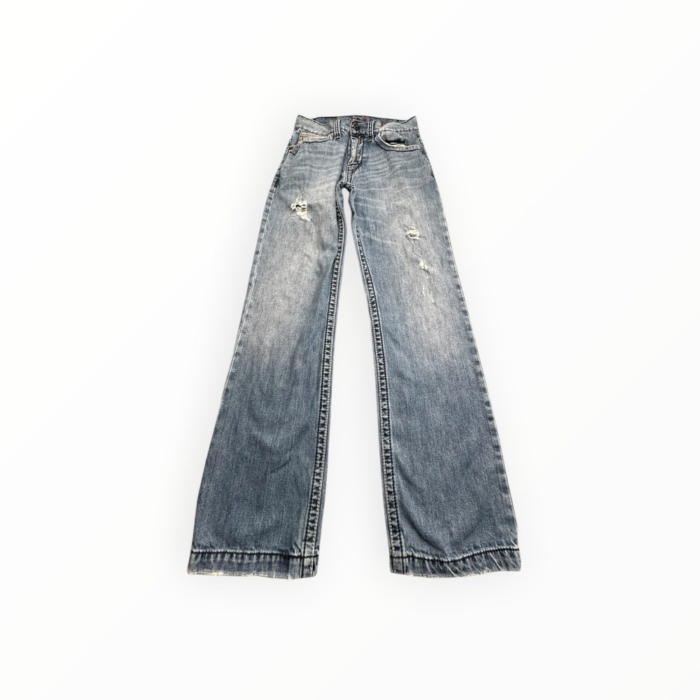 Decree Jeans Mens 33x32 Blue Bootcut Distressed Y2K Embroidered Denim Pants